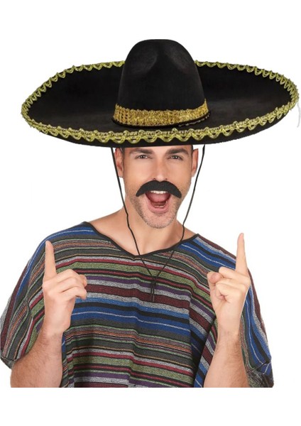 Sombrero Meksika Şapkası Mariachi Altın Şeritli Yetişkin Boy fırsatları