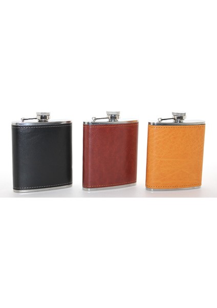 OEM Paslanmaz Çelik Tekli 7 Oz Derili Matara