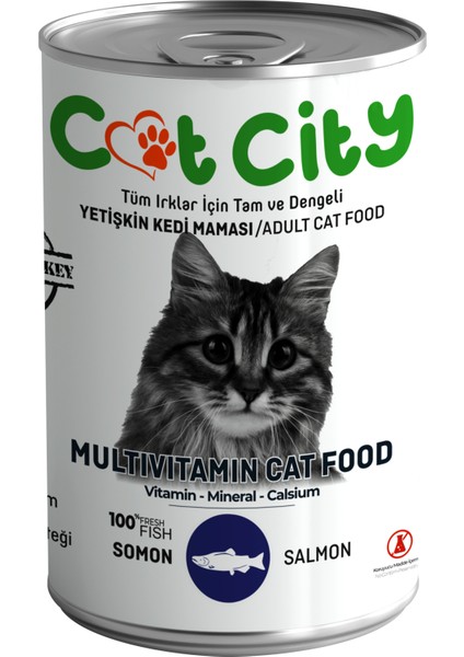 Az Tahıllı Somon Balıklı Yetişkin Kedi Konserve Yaş Mama 400 gr