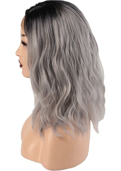 Fiber Sentetik Dalgalı Kısa Tül Peruk / Siyah Gri Ombreli modelleri