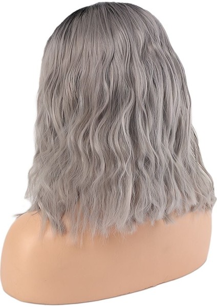 Fiber Sentetik Dalgalı Kısa Tül Peruk / Siyah Gri Ombreli fırsatları