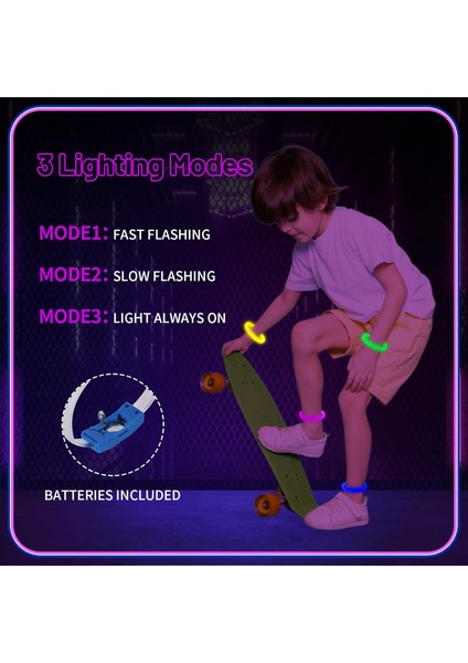 Festival & Parti LED Bileklik 3 Farklı Mod Işıklı 1 Adet