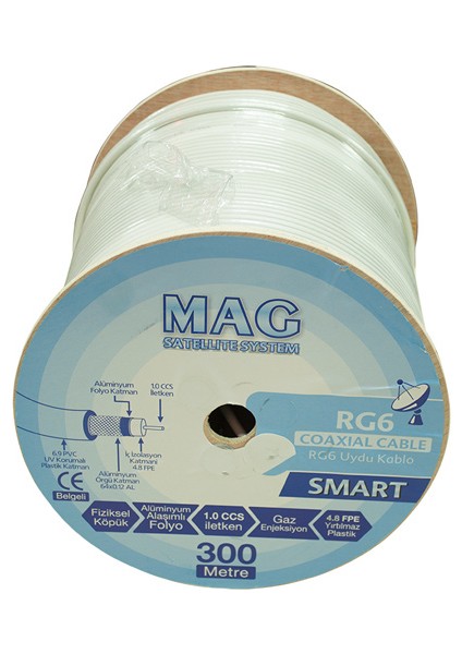 OEM Mag Smart Rg6/u4 64 Tel Anten Kablosu (300 Metre)