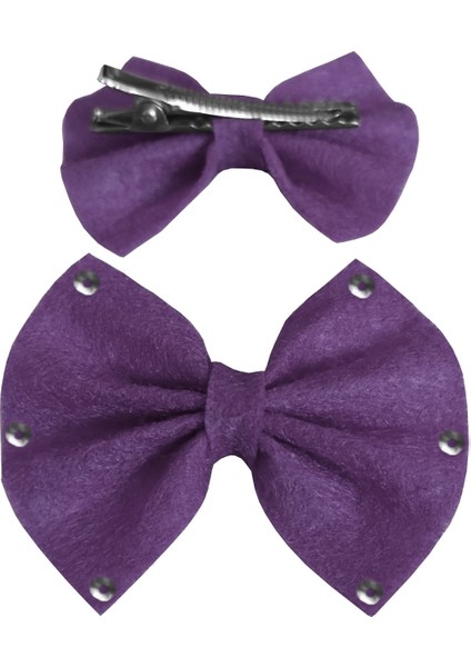 Pullu Keçe Kedi Köpek Tokası Mor 4.5-5.5 cm ( 2 Adet )