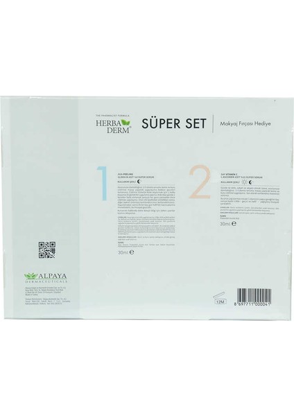 Süper Set Superserum Aha-Peeling 30 ml + Saf Vitamin C 30 ml + Hediye Makyaj Fırçası fiyatları