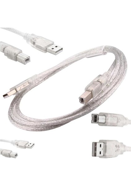 OEM USB Yazıcı Kablosu 1,5 Metre 2.0V Şeffaf Powermaster (SL-U2015)