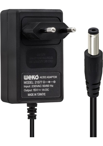 Weko 15 Volt - 1 Amper - 15 Watt 5.5*2.5 Uçlu Yerli Üretim Priz Tipi Adaptör