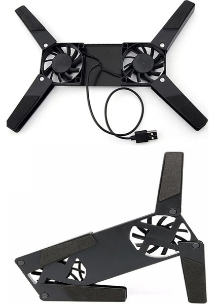 2 Fanlı Notebook Soğutucu Portatif Katlanabilir Laptop Soğutucu Fan Usbli Stand Bilgisayar Fanı