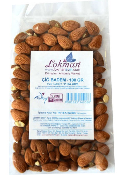 Doğal Çiğ Tatlı Badem 100 gr Paket fiyatları