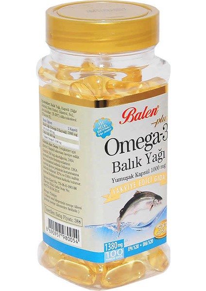 Omega 3 Plus+ Balık Yağı Yumuşak 100 Kapsül