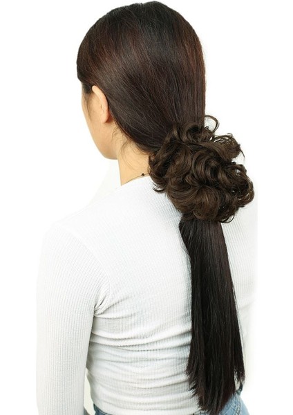 Yoğun Saçlı Lastikli Topuz Toka / Kumral