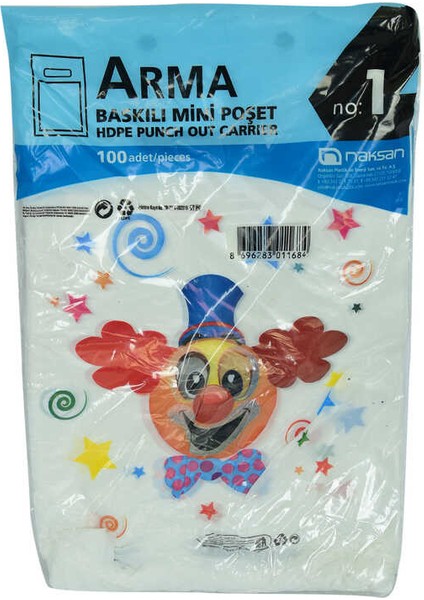 Arma Baskılı Mini Poşet Eczane Mağaza Dükkan Poşeti Karma Desen Renk 35X22 100 Adet No:1