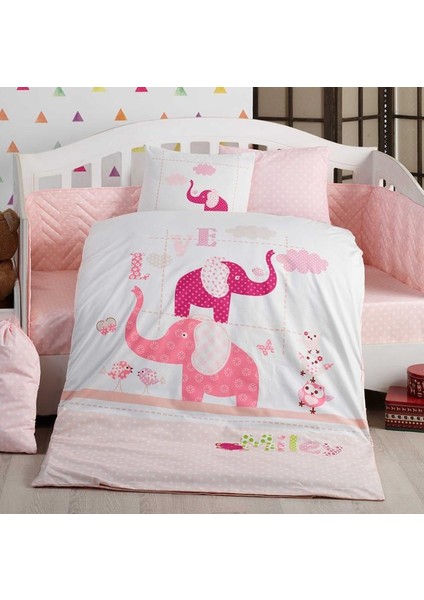 Pretty Pembe Poplin Bebek Nevresim Takımı