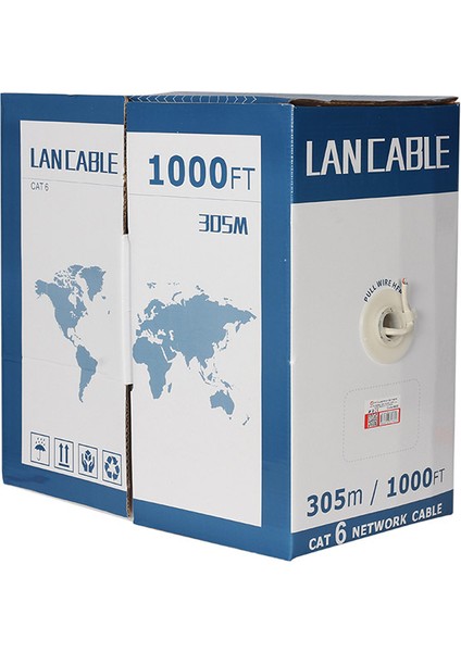 OEM Cat6 305 Metre 23 Awg Utp Cu %100 Bakır 0.41 mm Powermaster