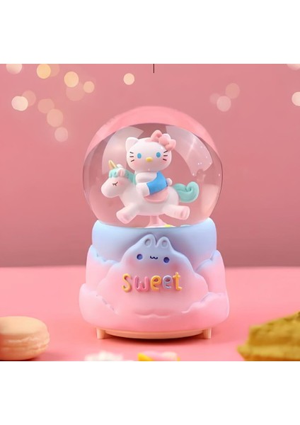 Hello Kitty Içi Dönmeli Püskürtmeli Işıklı Müzikli Kar Küresi Büyük Boy Model 2