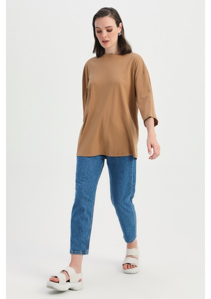 Truvakar Kol Basic Oversize Tişört Kahverengi fırsatları