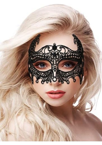 Siyah Renk Dantel Kesim Dantel Işlemeli Balo Parti Maskesi 4 No modelleri