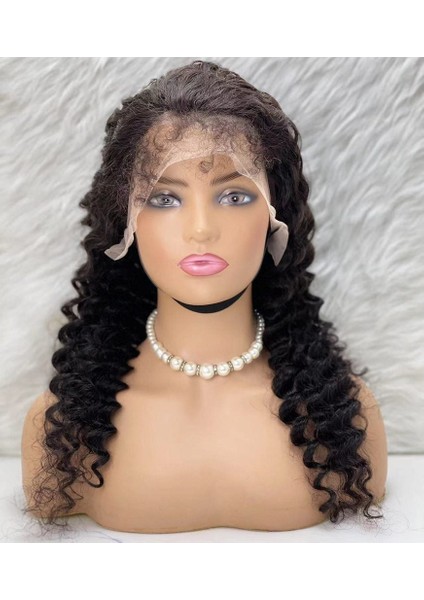 OEM Gerçek Front Lace Tül Peruk / Derin Dalgalı / Doğal 70/75 cm