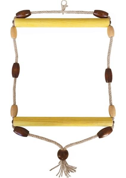 Doğal Ahşap Papağan Salıncağı Boncuklu 21 x 36 cm