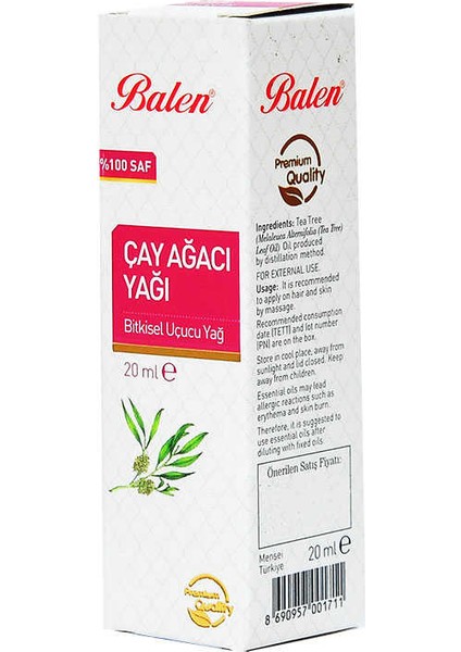 Çay Ağacı Yağı (Distilasyon) 20 ml Cam Şişe