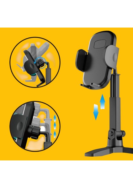 Pratikaı Masaüstü Telefon Standı | 360° Dönebilen Başlıklı ve Ayaklı Tripod