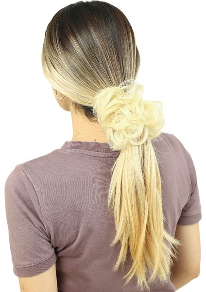 Saçlı Lastikli Topuz Toka / Platin