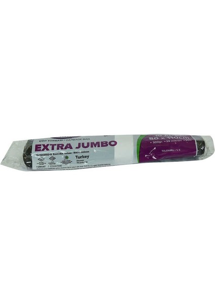 Çöp Torbası Extra Jumbo Boy 80X110CM 300GR 39MIKRON 90LT Siyah Rulo 10 Adet