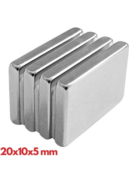 N35 20X10X5 mm Neodyum Mıknatıs 40 Adet, Köşeli, Nikel Kaplamalı Kaliteli ve Dayanıklı Ürün ( Lisinya )