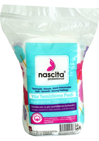 Yüz ve Göz Temizleme Pedi Pamuk Kare 50 Li Paket