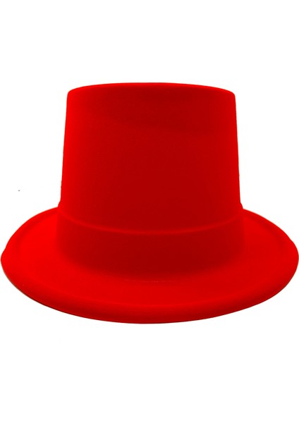 Kırmızı Renk Plastik Nubuk Kadife Flok Kaplama Fötr Şapka 11 cm fiyatları