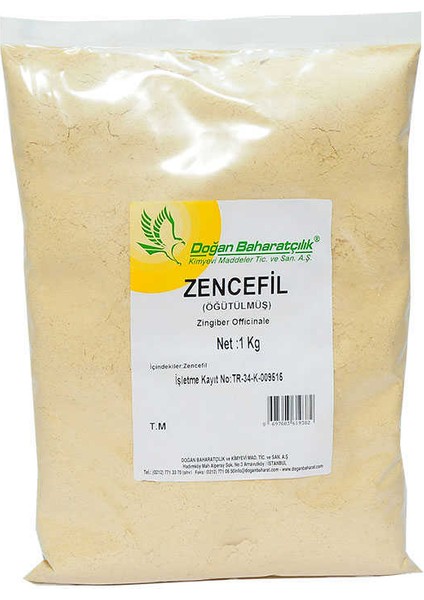 Zencefil Kökü Öğütülmüş Doğal 1000 gr Paket