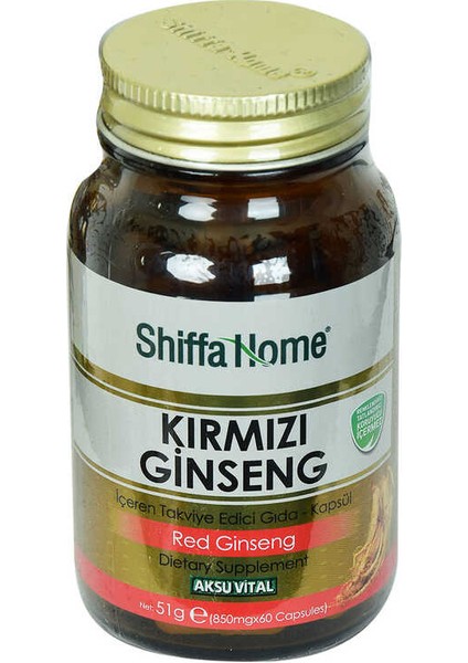 Shiffa Home Kırmızı Ginseng Diyet Takviyesi 850 Mg x 60 Kapsül