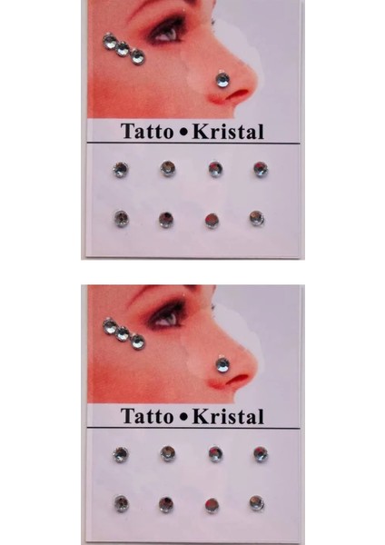 Yüz Taşı Kristal - Burun, Vücut Taşı, Tattoo Makyaj Taşı, Yapışkanlı, 24 Adet