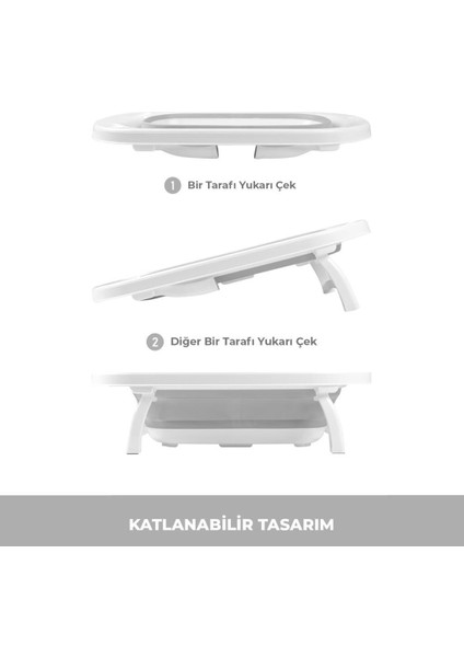 AK-729 Katlanır Bebek Yıkama Banyo Küveti Beyaz - Gri