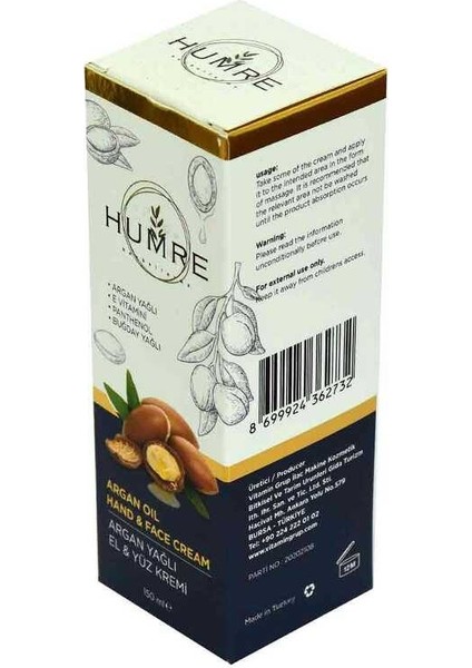 Humre Argan Yağlı E Vitaminli El ve Yüz Kremi 150 ml