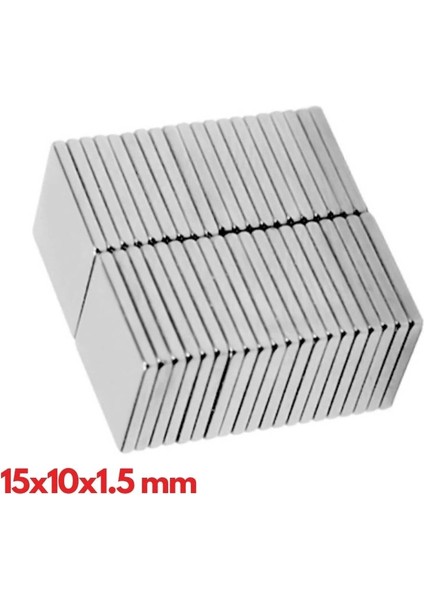 N35 15X10X1.5 mm Neodyum Mıknatıs 40 Adet, Köşeli, Nikel Kaplamalı Kaliteli ve Dayanıklı Ürün ( Lisinya )