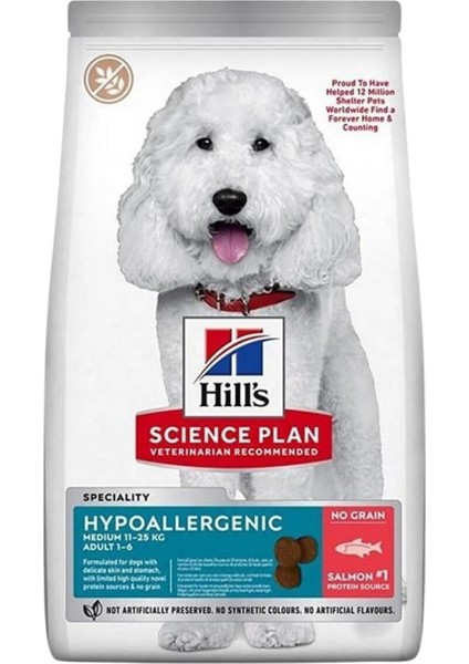 Hill's Hypoallergenic Medium Adult 12KG Tahılsız Somonlu Orta Irk Yetişkin Köpek Maması