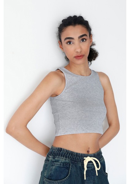 Basic Fitilli Halter Yaka Modal Body