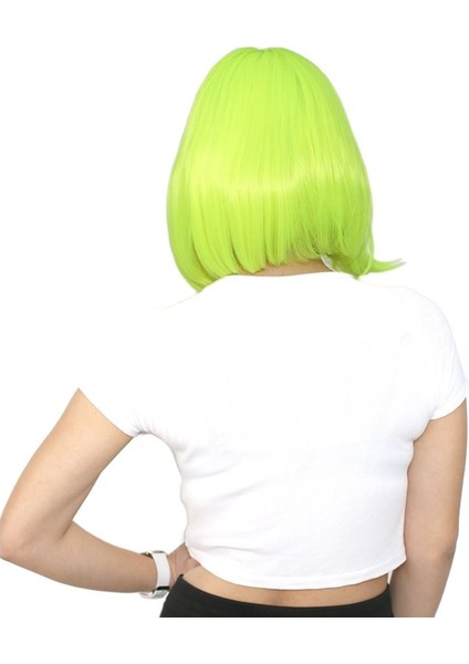 Küt Kahküllü Fiber Sentetik Peruk / Neon Sarı
