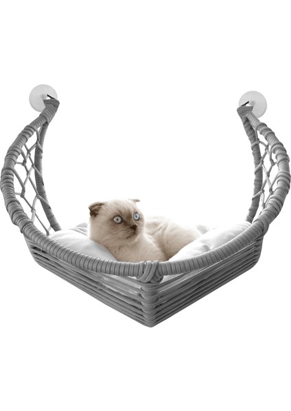 Vantuzlu Gondol Kedi Hamağı Kedi Yatağı 40*45 cm Gri