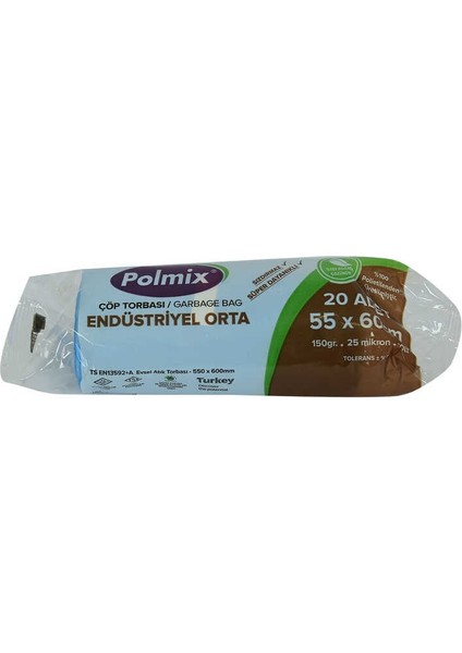 Çöp Torbası Orta Boy 55X60CM 150GR 25MIKRON 30LT Mavi Rulo 20 Adet