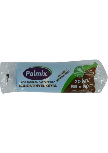 Çöp Torbası Orta Boy 55X60CM 150GR 25MIKRON 30LT Mavi Rulo 20 Adet