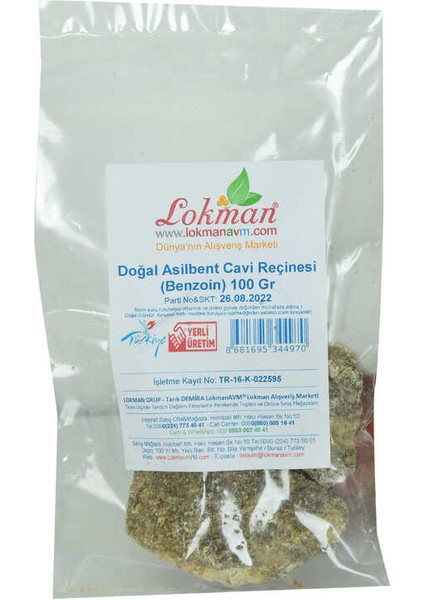 Asilbent Cavi Reçinesi Doğal Benzoin 100 gr Paket
