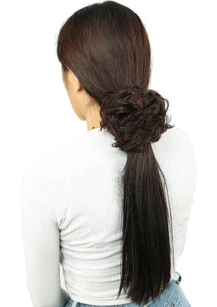 Yoğun Saçlı Lastikli Topuz Toka / Koyu Kahve