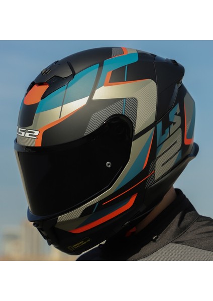 Stream 2 Road Mat Siyah-Gri Kapalı Motosiklet Kaskı Siyah Camlı