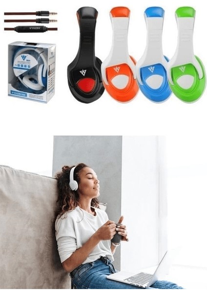 Vykon MQ4440MM Sürücülü Mikrofonlu Bilgisayar Kulaklığı Jak Girişli ( Lisinya )
