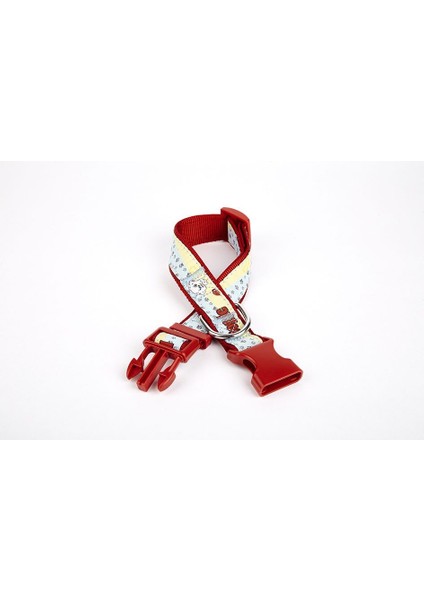 Pati Desenli Dokuma Köpek Boyun Tasması 3 cm x 36-60 cm Kırmızı