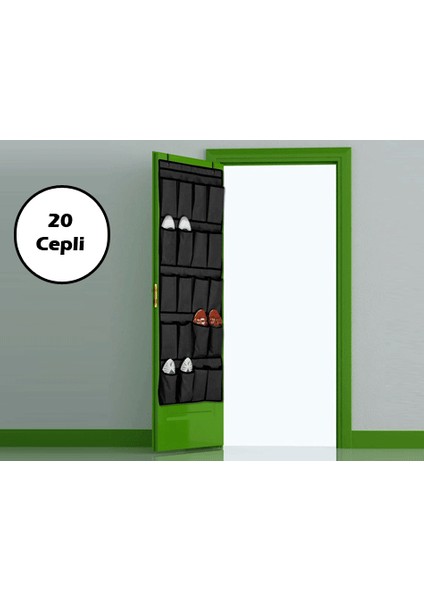 20 Cepli Kapı Arkası Çok Amaçlı Organizer - Siyah