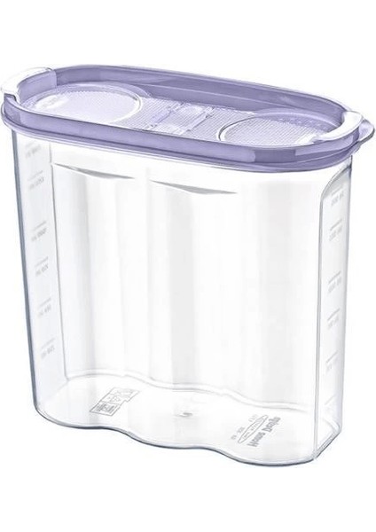 2 Kapaklı Ölçekli Erzak Kuru Gıda Saklama Kutusu Kabı - 1,7 Litre - SA935 ( Lisinya )