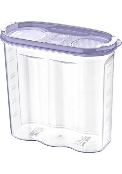 2 Kapaklı Ölçekli Erzak Kuru Gıda Saklama Kutusu Kabı - 1,7 Litre - SA935 ( Lisinya )